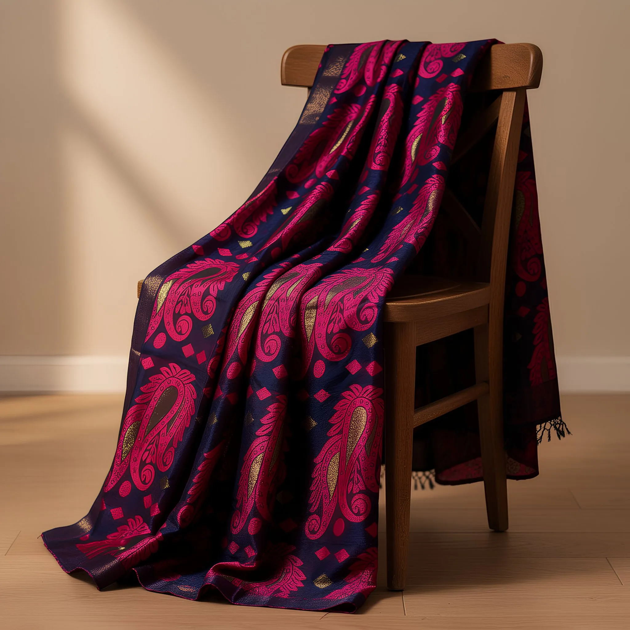 Dhaka Jamdani Cotton Silk Saree Blue Pink Printed