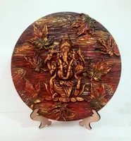 Ganesha In Clay On 8-inch Round Board