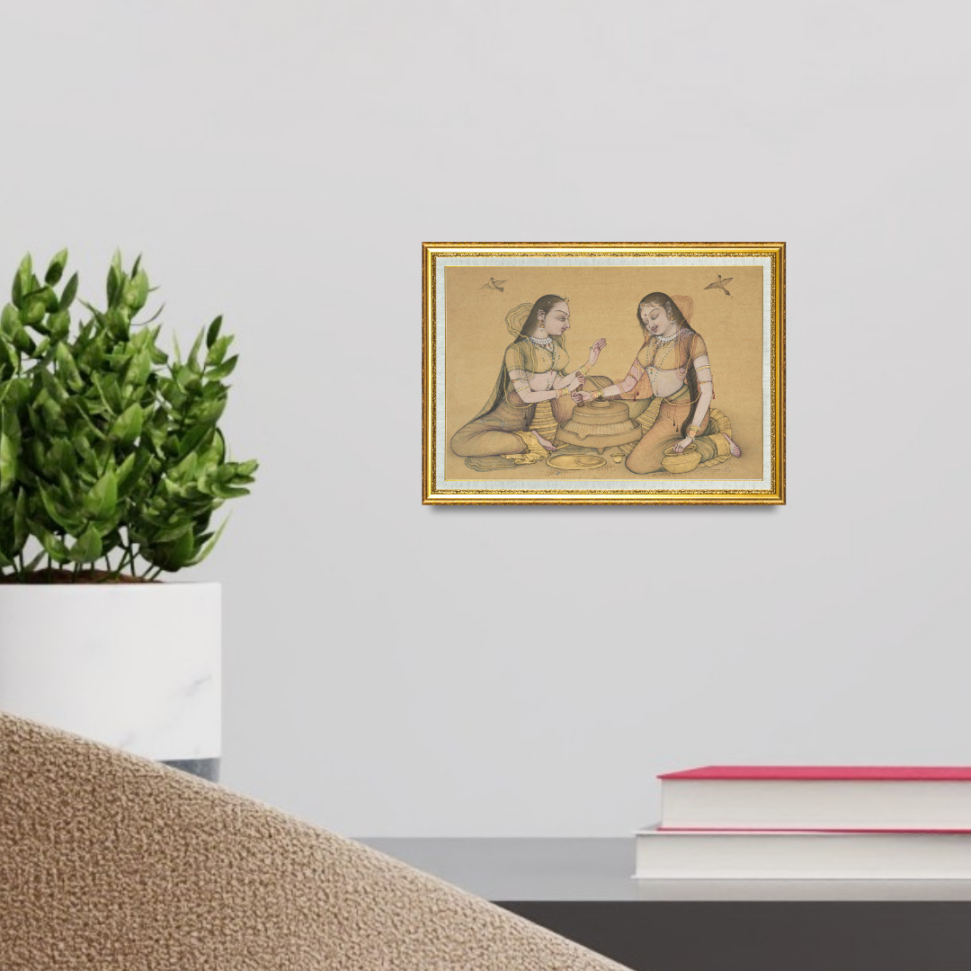 Women Grinding Wheat Flour