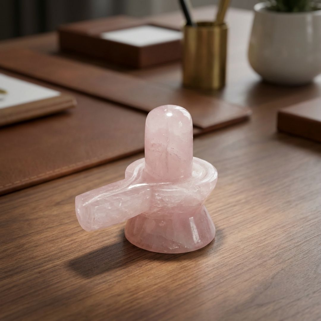 Rose Quartz Shivling for Spiritual Healing and Home Meditation Altars