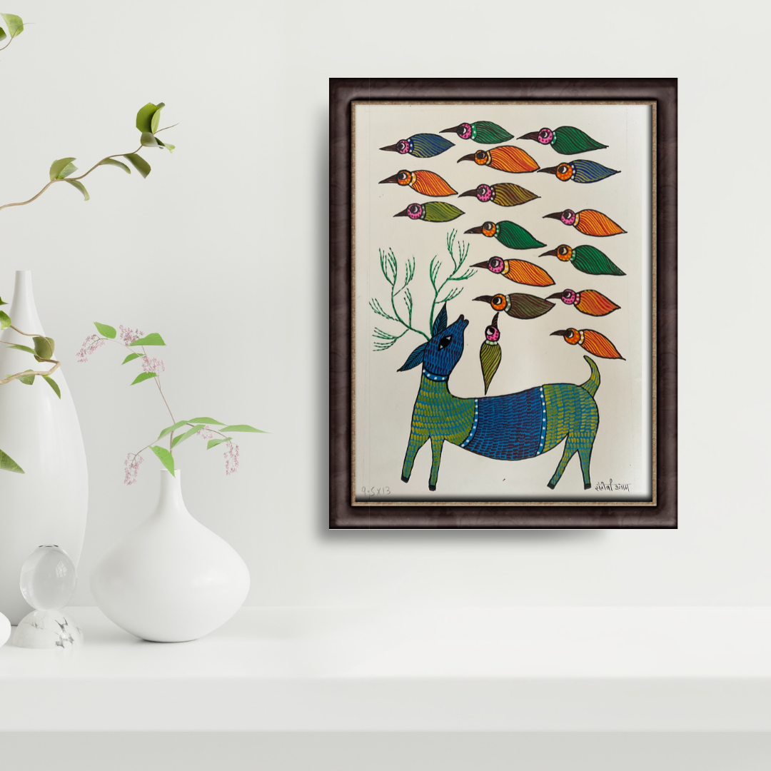 Barasingha and  Birds