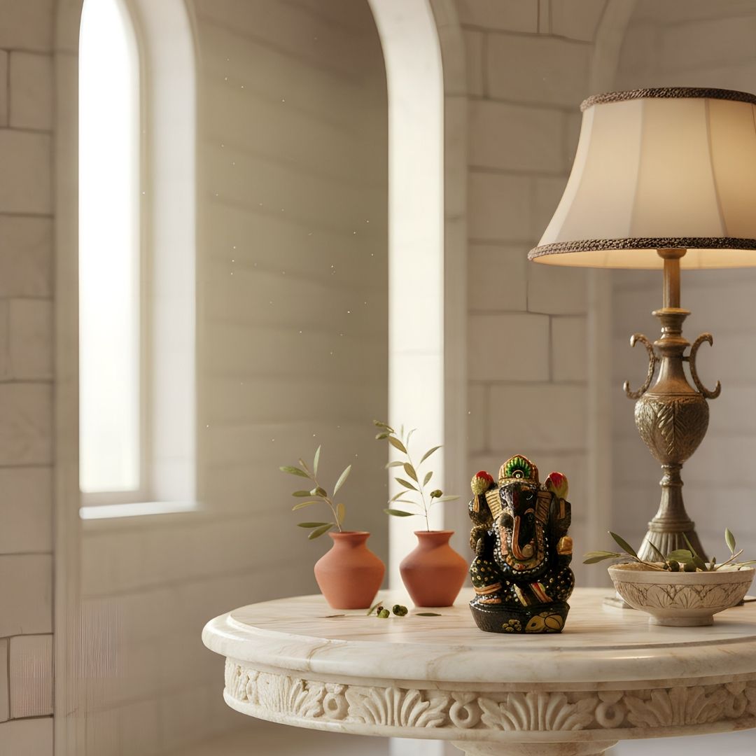 Labradorite Carved Ganesh Idol in Natural Gemstone